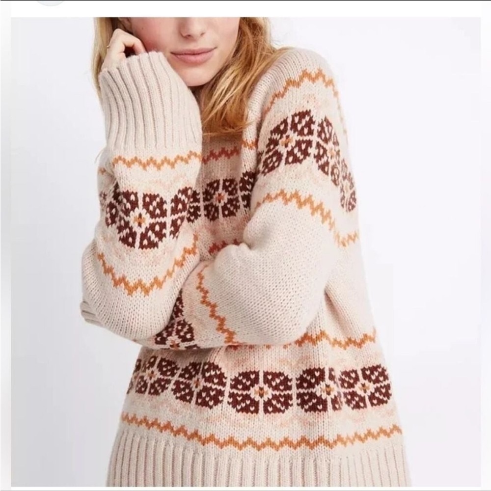 MADEWELL Overbrook Fair Isle Mockneck Sweater, EUC!